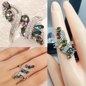 3-$15 Mystical Topaz Gemstone Filigree Shield Armor Ring